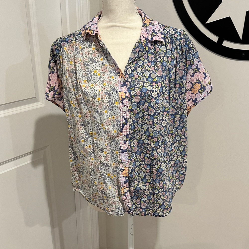 Floral Patchwork Button-Up Shirt